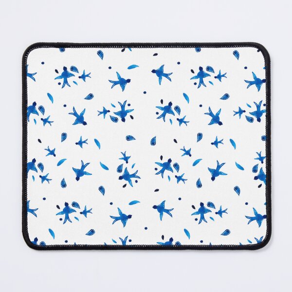 Item preview, Continuous pattern watercolor swallows minimalist blue designed and sold by ElizabethCoelho.