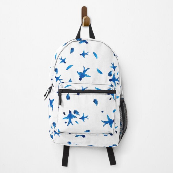 Item preview, Continuous pattern watercolor swallows minimalist blue designed and sold by ElizabethCoelho.