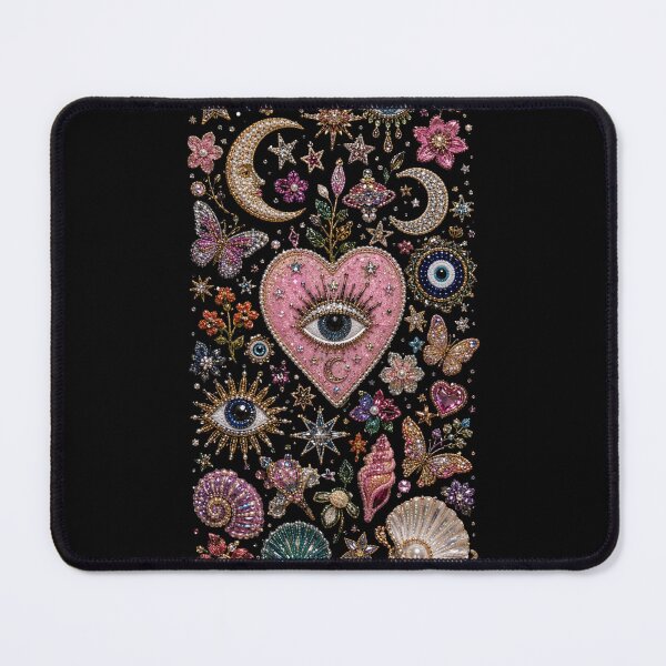 Item preview, Celestial Beaded Heart and Evil Eye Maximalist Collage designed and sold by Ioanna-Studio.