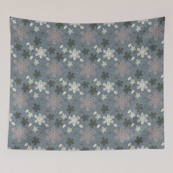 Item preview, Tossed Lace Flowers Denim and Mushroom designed and sold by Dally-Dabble.