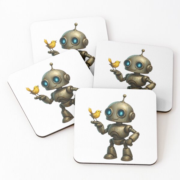 Item preview, Friendly Robot and Little Bird – Cute Companion Design designed and sold by Yomere.