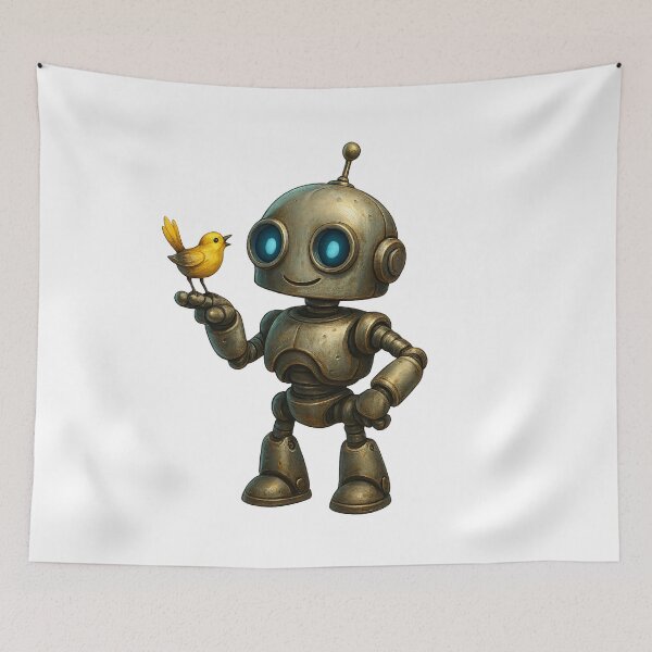 Item preview, Friendly Robot and Little Bird – Cute Companion Design designed and sold by Yomere.