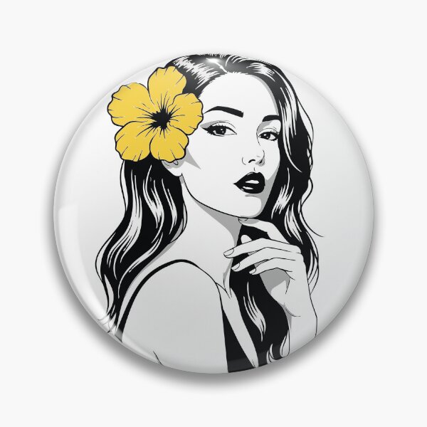 Item preview, Elegant Woman with Yellow Hibiscus Flower Portrait - Chic Fashion Illustration - Sophisticated Beauty Art designed and sold by BestChoiceService.
