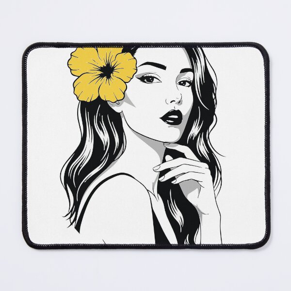 Item preview, Elegant Woman with Yellow Hibiscus Flower Portrait - Chic Fashion Illustration - Sophisticated Beauty Art designed and sold by BestChoiceService.