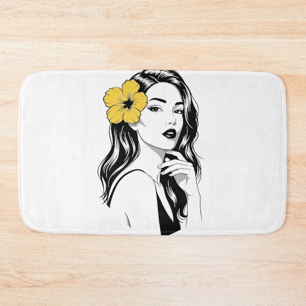 Item preview, Elegant Woman with Yellow Hibiscus Flower Portrait - Chic Fashion Illustration - Sophisticated Beauty Art designed and sold by BestChoiceService.