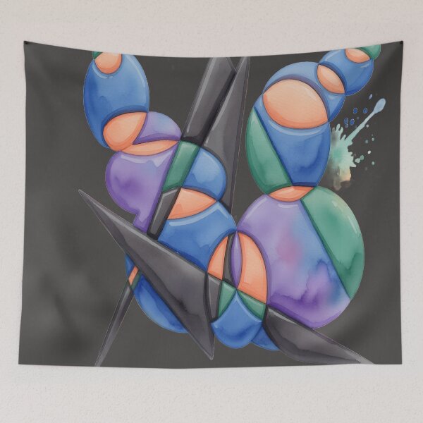 Item preview, symbols dark C watercolor sketch BR colorful geometric abstract design designed and sold by SmashingDeals.