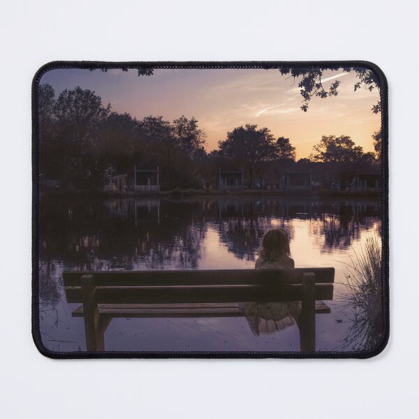 Item preview, Girl on a Bench at Sunset – Lakeside Photograph designed and sold by Elianne Turennout.