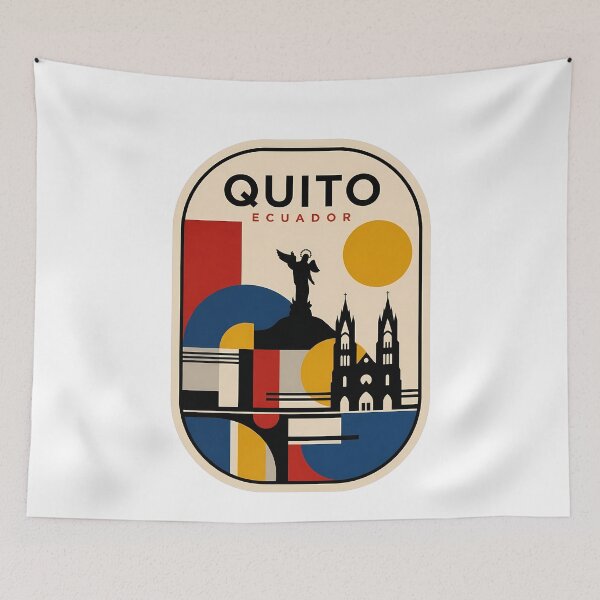 Item preview, Quito Ecuador Travel Badge Geometric Retro Art designed and sold by k3rstman1.