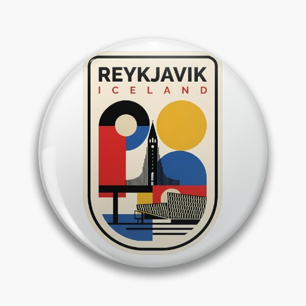 Item preview, Mid Century Modern Reykjavik Iceland Geometric Cityscape designed and sold by k3rstman1.