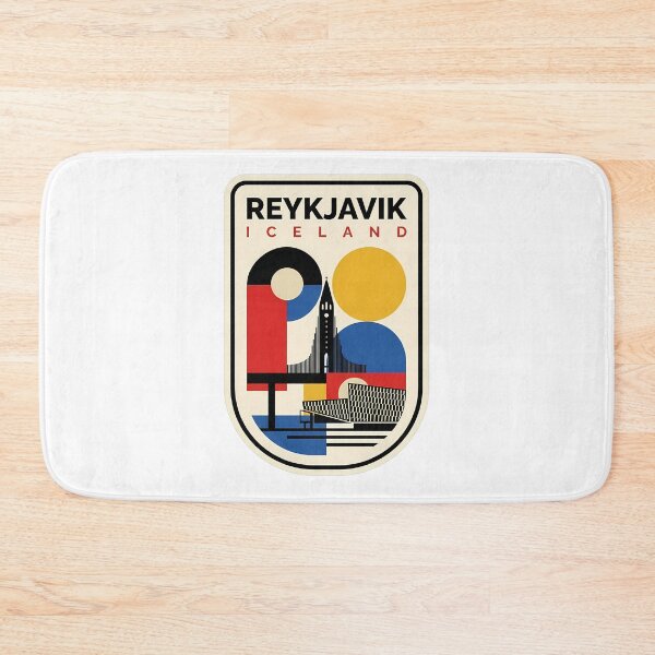 Item preview, Mid Century Modern Reykjavik Iceland Geometric Cityscape designed and sold by k3rstman1.