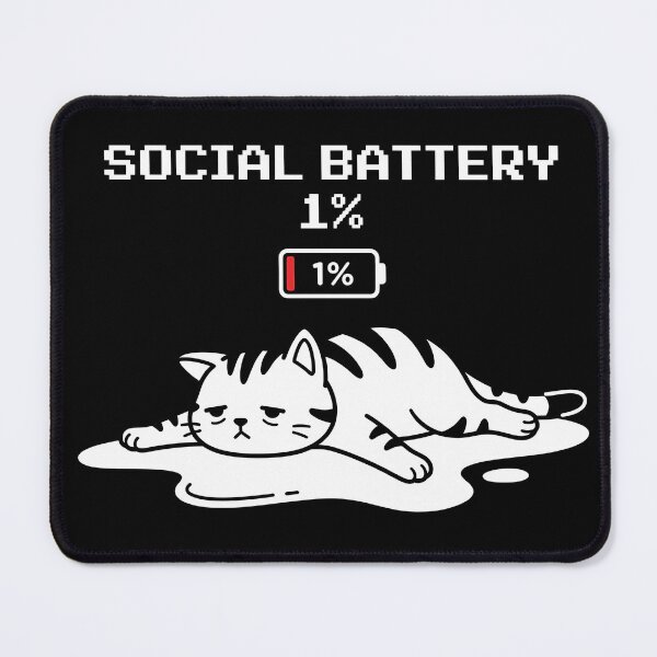 Item preview, Social Battery 1% Cat - Introvert Gamer Retro Pixel Art Humor designed and sold by SupernovaNote.