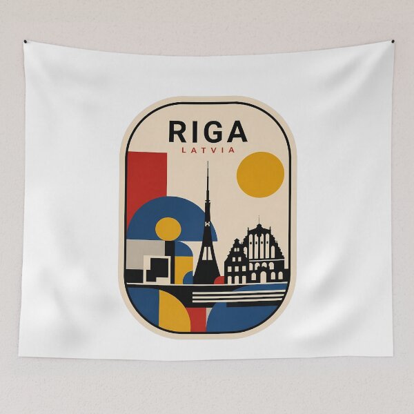 Item preview, Riga Latvia Cityscape Minimalist Bauhaus Style designed and sold by k3rstman1.