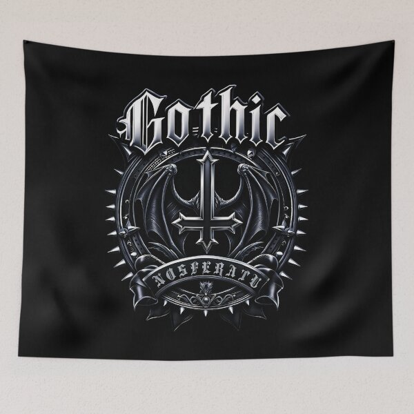 Item preview, Dark Gothic Nosferatu Spiked Bat Wing Cross Logo designed and sold by DeimosArtIntl.