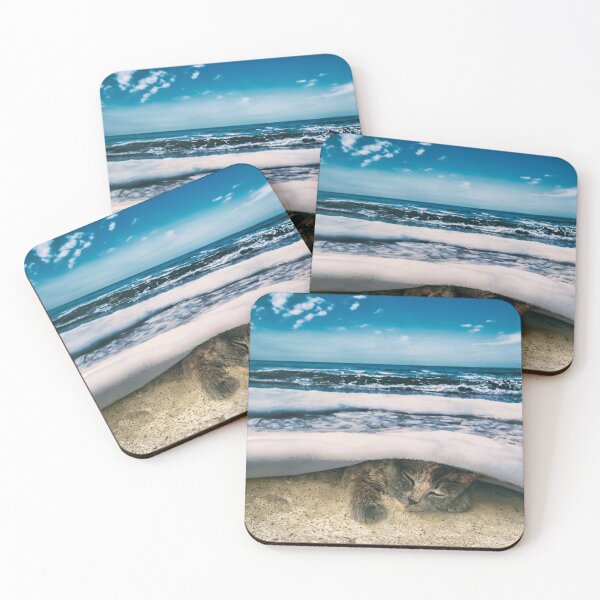 Item preview, Cat Sleeping Under an Ocean Wave — Surreal Cat Art designed and sold by Elianne Turennout.