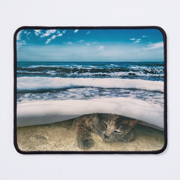 Item preview, Cat Sleeping Under an Ocean Wave — Surreal Cat Art designed and sold by Elianne Turennout.
