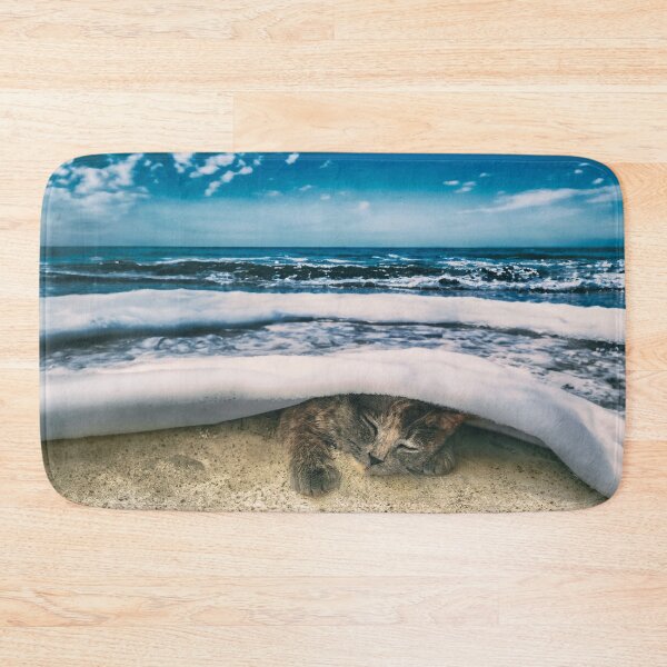 Item preview, Cat Sleeping Under an Ocean Wave — Surreal Cat Art designed and sold by Elianne Turennout.