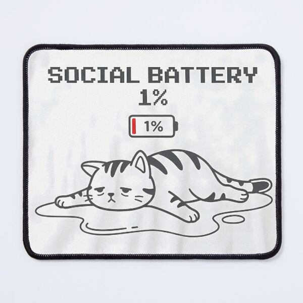 Item preview, Social Battery 1% Cat - Funny Introvert Gamer Pixel Art Humor designed and sold by SupernovaNote.