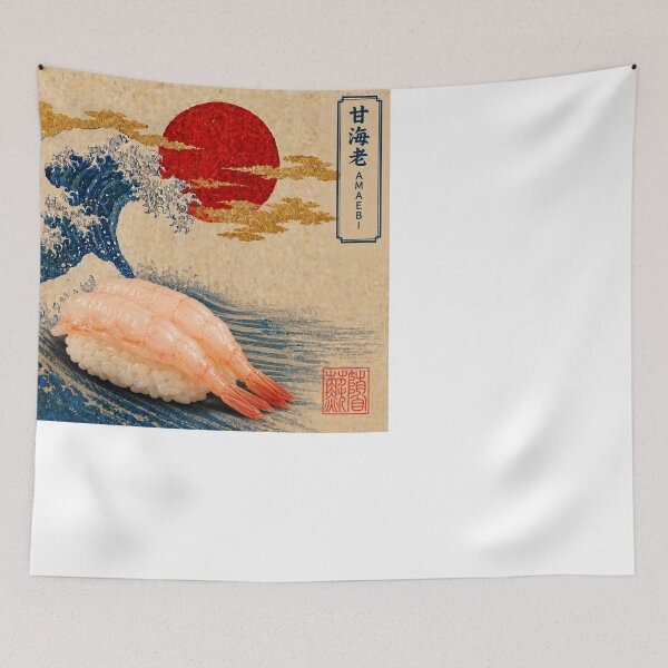 Item preview, Amaebi Sweet Shrimp Nigiri — Ukiyo-e Japanese Sushi Art Tee designed and sold by nurusubetei.