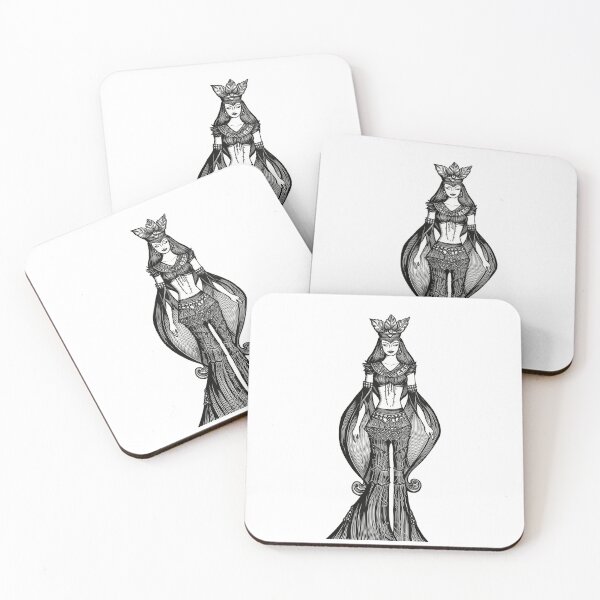 Item preview, Lady Anna - Mystical Warrior Queen Fine Line Art designed and sold by mimiartes.