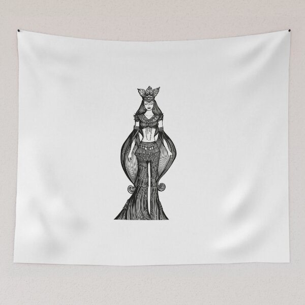 Item preview, Lady Anna - Mystical Warrior Queen Fine Line Art designed and sold by mimiartes.