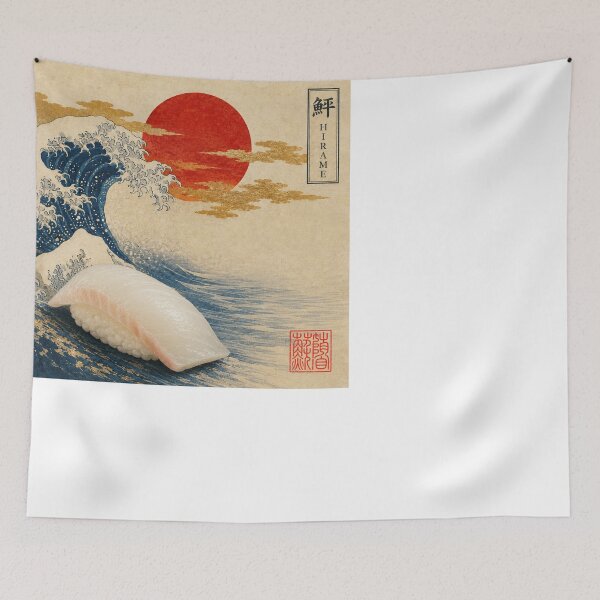 Item preview, Hirame Flounder Nigiri — Ukiyo-e Japanese Sushi Art Tee designed and sold by nurusubetei.