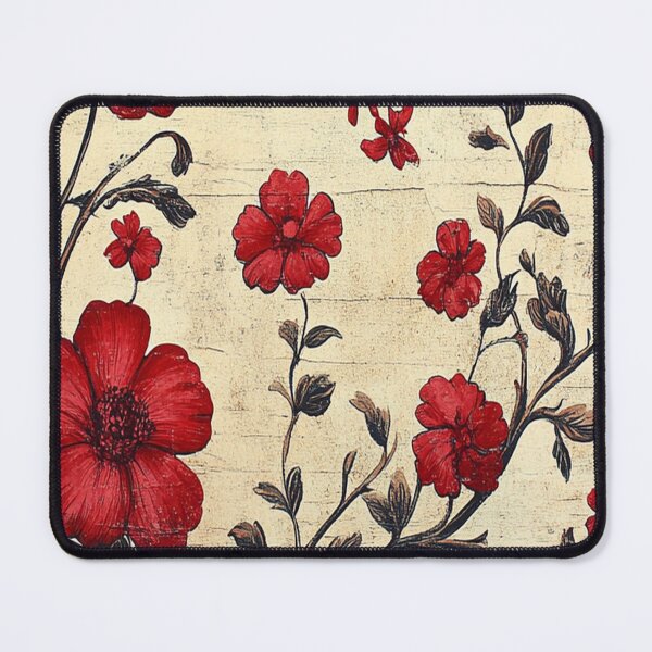 Item preview, Vintage Crimson Floral: Rustic Red Botanical Vine on Weathered Cream designed and sold by LiveLearnCreate.