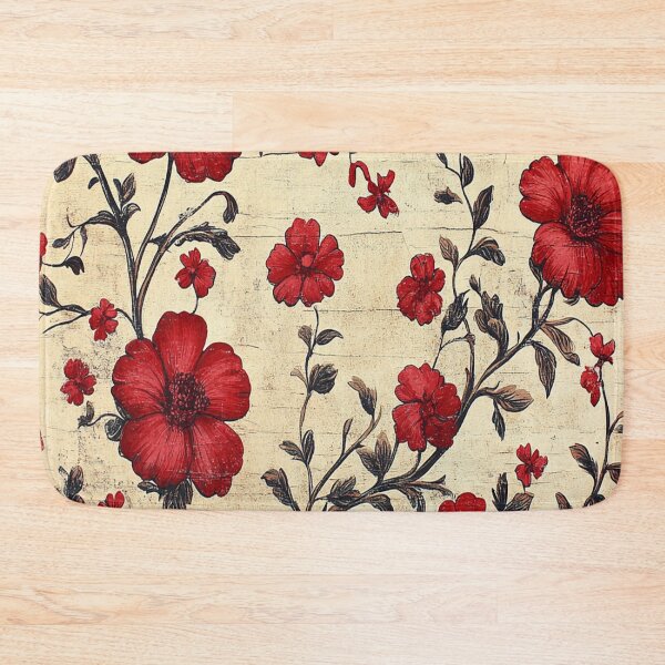 Item preview, Vintage Crimson Floral: Rustic Red Botanical Vine on Weathered Cream designed and sold by LiveLearnCreate.