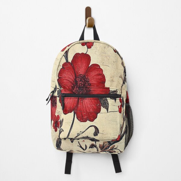 Item preview, Vintage Crimson Floral: Rustic Red Botanical Vine on Weathered Cream designed and sold by LiveLearnCreate.