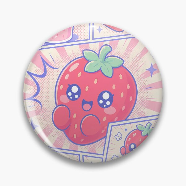 Item preview, Kawaii Strawberry Pop Panels Cute Berry Comic Art designed and sold by Gift Phrase Studio.