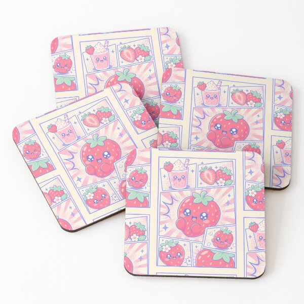 Item preview, Kawaii Strawberry Pop Panels Cute Berry Comic Art designed and sold by Magmashup.