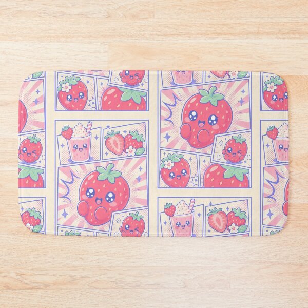 Item preview, Kawaii Strawberry Pop Panels Cute Berry Comic Art designed and sold by Gift Phrase Studio.