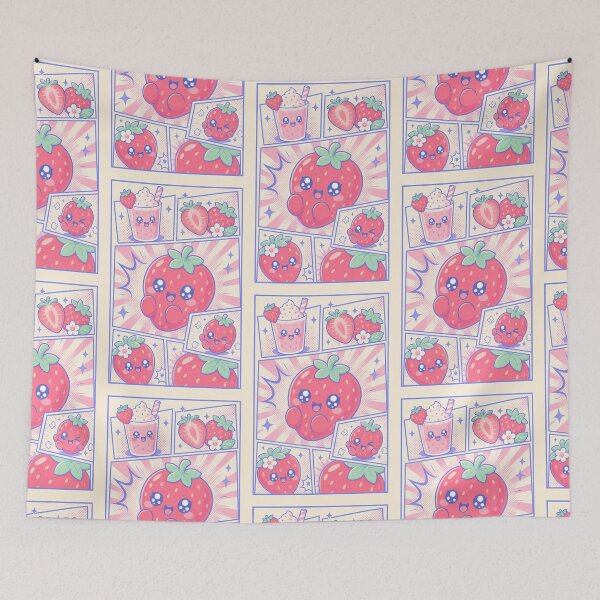 Item preview, Kawaii Strawberry Pop Panels Cute Berry Comic Art designed and sold by Gift Phrase Studio.
