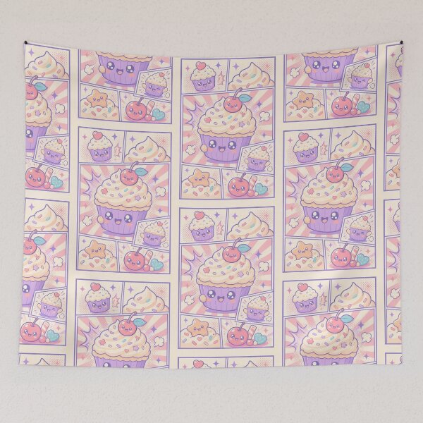 Item preview, Kawaii Cupcake Pop Panels Cute Dessert Comic Art designed and sold by Gift Phrase Studio.