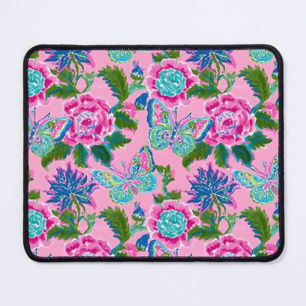 Item preview, Preppy flowers and butterflies in pink, green and turquoise designed and sold by SophieClimaArt.