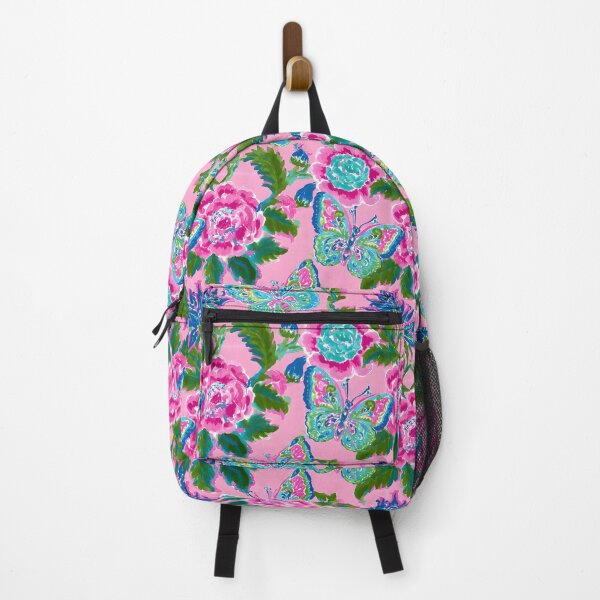 Item preview, Preppy flowers and butterflies in pink, green and turquoise designed and sold by SophieClimaArt.