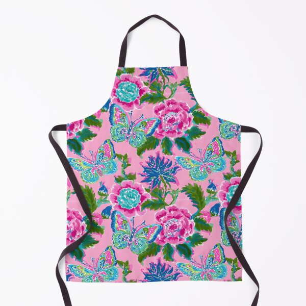 Item preview, Preppy flowers and butterflies in pink, green and turquoise designed and sold by SophieClimaArt.