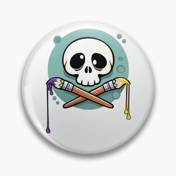 Item preview, Artistic Skull with Crossed Paintbrushes designed and sold by SaltCreatives.