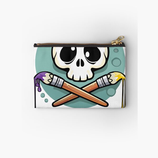 Item preview, Artistic Skull with Crossed Paintbrushes designed and sold by SaltCreatives.