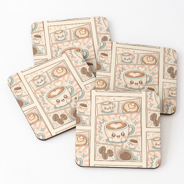 Item preview, Kawaii Coffee Pop Panels Cute Latte Comic Art designed and sold by Magmashup.
