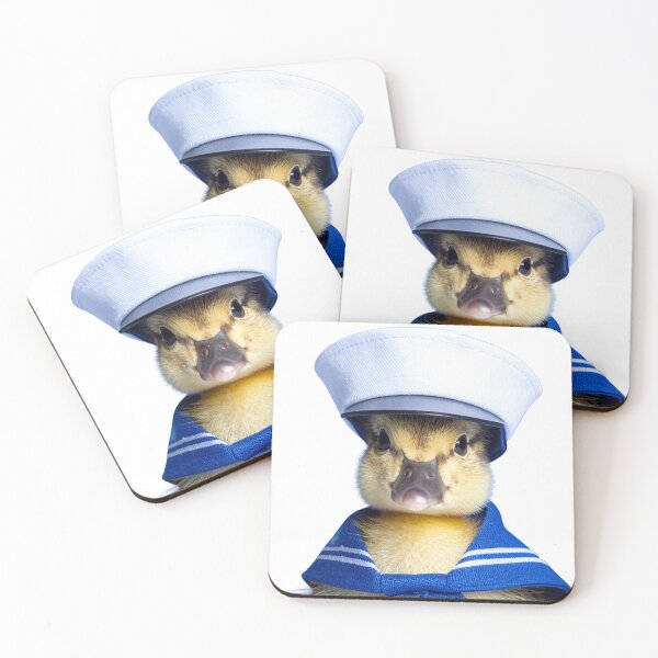 Item preview, Little Sailor Duckling in Captain Hat - Funny Animal Costume Portrait - Whimsical Marine Pet Photography designed and sold by WildGentlemen.