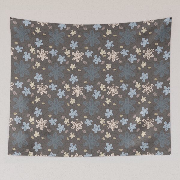 Item preview, Tossed Lace Flowers Chocolate Denim Powder Blue designed and sold by Dally-Dabble.