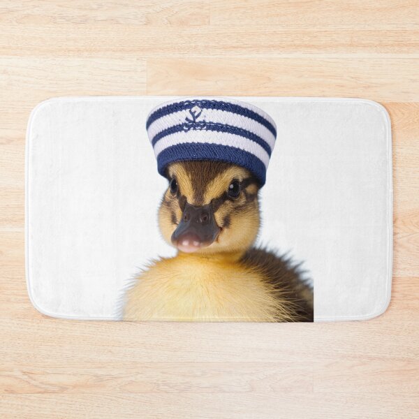 Item preview, Cute Duckling with Striped Sailor Beanie - Trendy Nautical Animal Portrait - Whimsical Marine Mascot designed and sold by WildGentlemen.