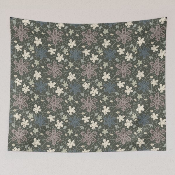 Item preview, Tossed Lace Flowers Olive Green Cream designed and sold by Dally-Dabble.