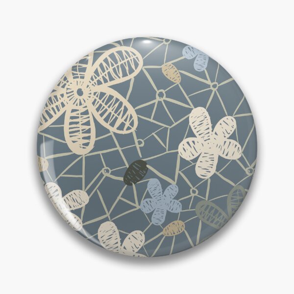 Item preview, Tossed Lace Flowers Denim and Cream designed and sold by Dally-Dabble.