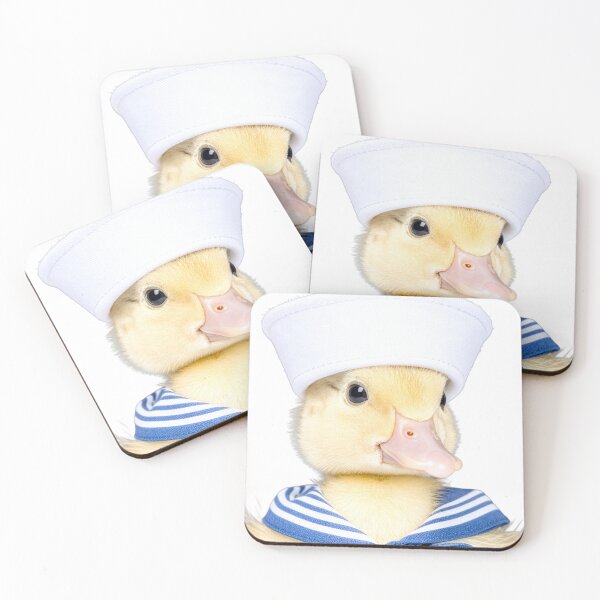 Item preview, Close-up Sailor Duckling Portrait - Nautical Theme Baby Bird Art - Whimsical Marine Costume Photography designed and sold by WildGentlemen.