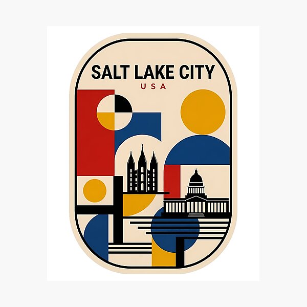 Item preview, Salt Lake City Utah Bauhaus Geometric Travel designed and sold by k3rstman1.