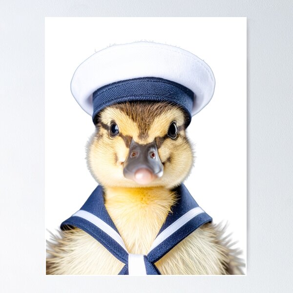 Item preview, Adorable Sailor Duckling Stüdyo Portrait - Classic Nautical Baby Bird - Cute Pet Photography Art designed and sold by WildGentlemen.