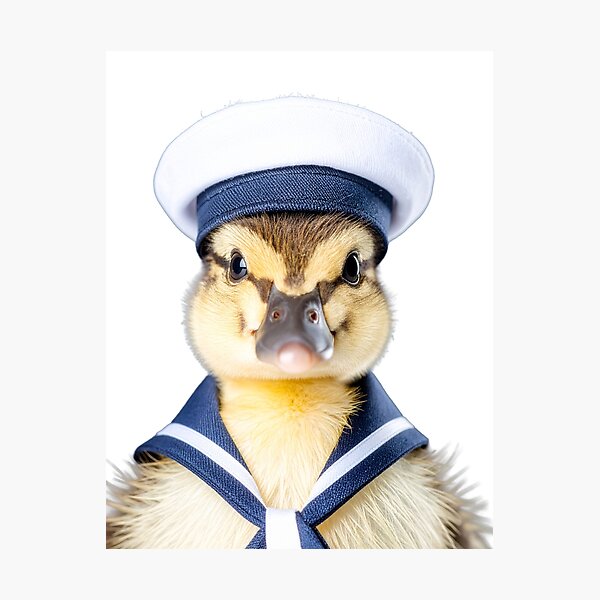 Item preview, Adorable Sailor Duckling Stüdyo Portrait - Classic Nautical Baby Bird - Cute Pet Photography Art designed and sold by WildGentlemen.