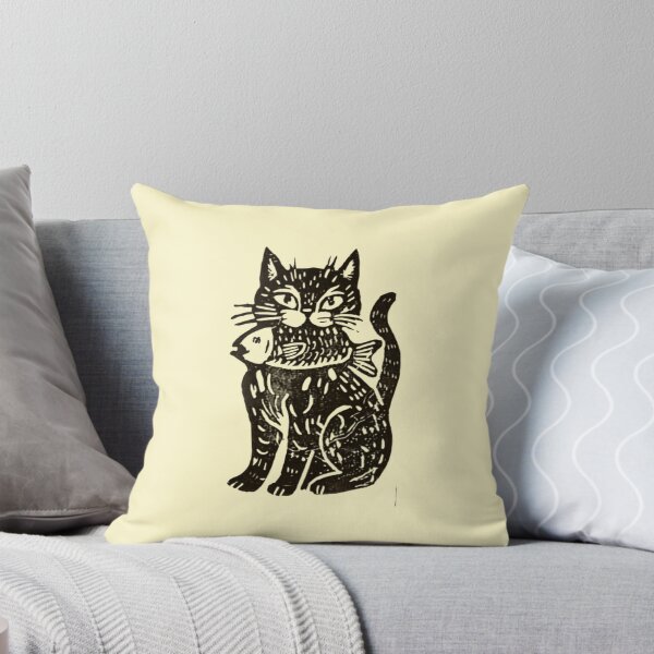 Item preview, Cute Cat with fish in his mouth l Cat Print l Cat lover designed and sold by olivialeestudio.