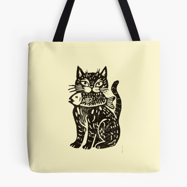 Item preview, Cute Cat with fish in his mouth l Cat Print l Cat lover designed and sold by olivialeestudio.